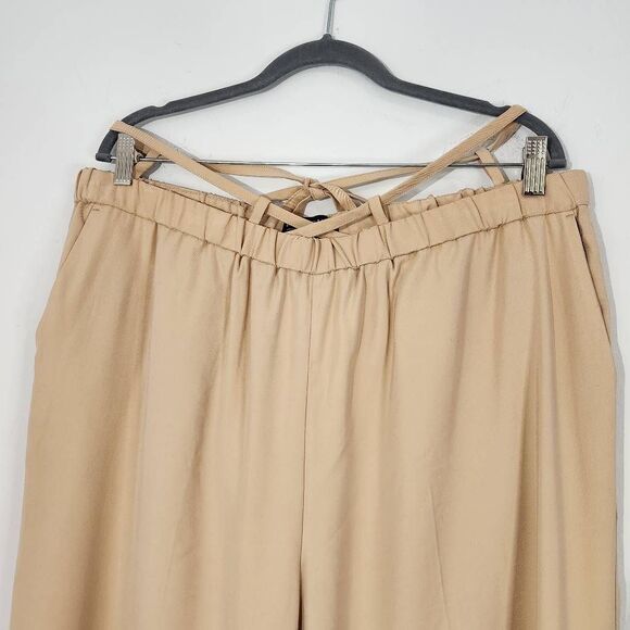 Eloquii Khaki Wide Tapered Leg Pants Size 16 NWOT Flowy Khaki Pants - Picture 3 of 9